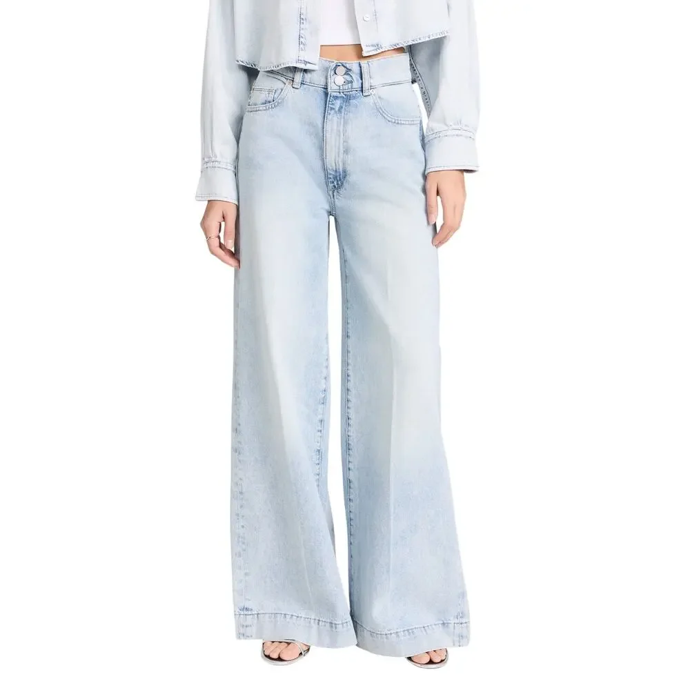Dl1961 'Hepburn' Blue Cotton Wide Leg High Rise Denim Jean Size 26 - Picture 1 of 4